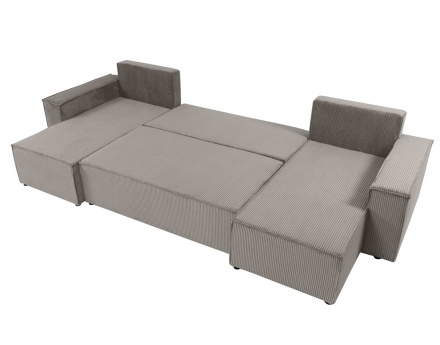 Canapé panoramique en U 7 places convertible avec coffre en velours côtelé Cezanne