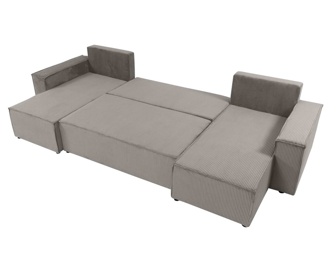 Canapé panoramique en U 7 places convertible avec coffre en velours côtelé Cezanne