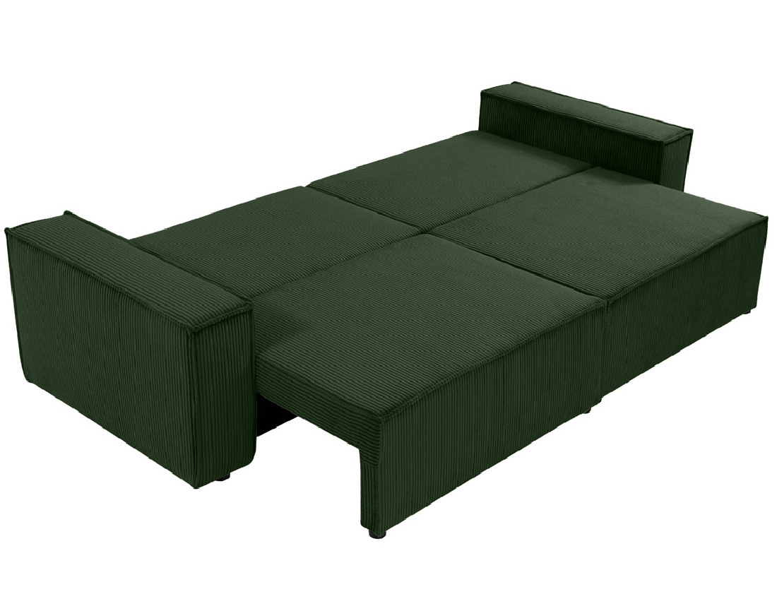 Canapé droit 3 places convertible avec coffre en velours côtelé Cezanne