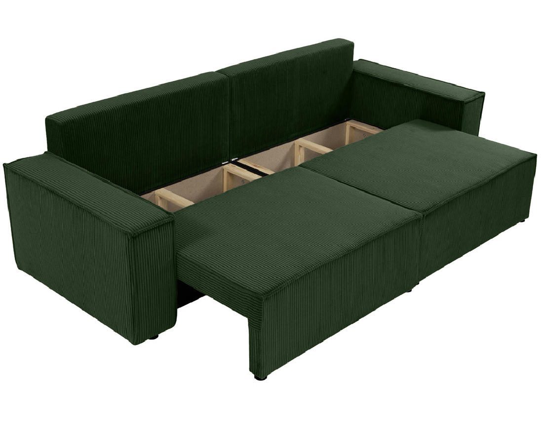 Canapé droit 3 places convertible avec coffre en velours côtelé Cezanne