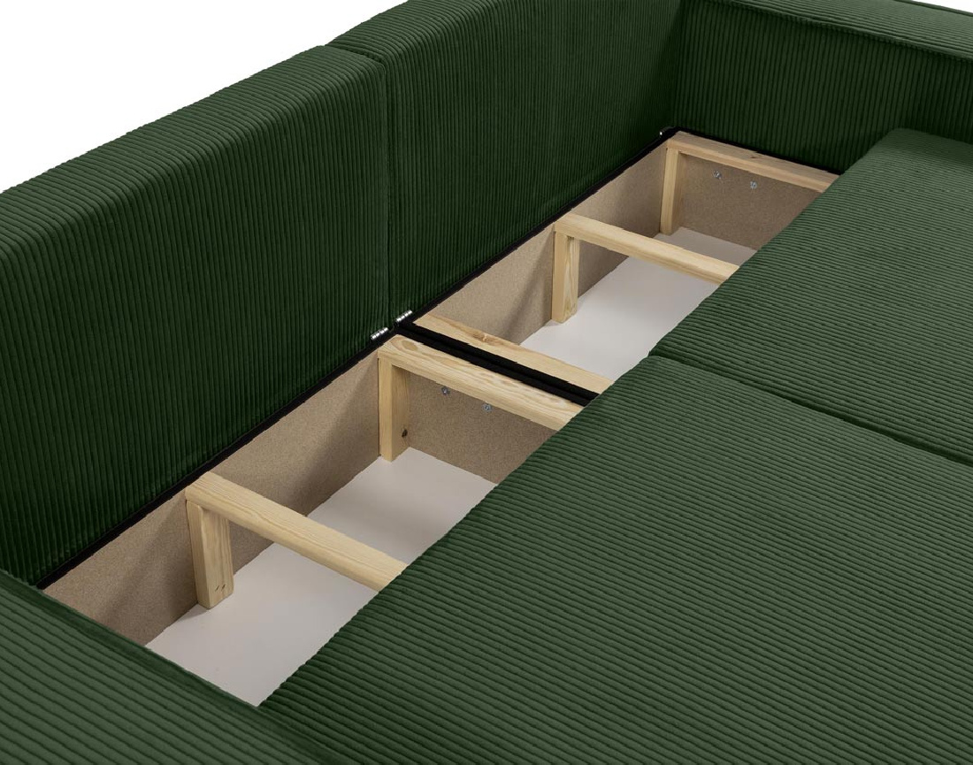 Canapé droit 3 places convertible avec coffre en velours côtelé Cezanne