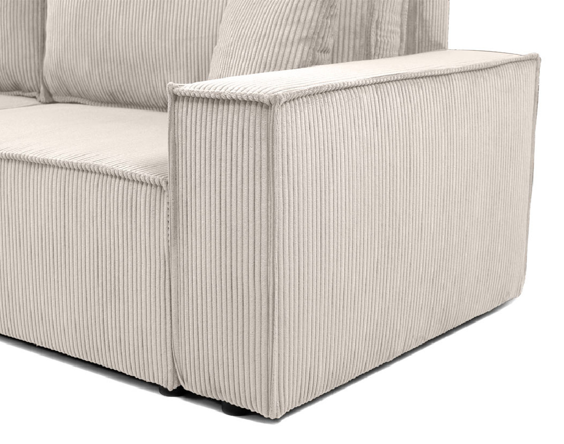 Canapé droit 3 places convertible avec coffre en velours côtelé Cezanne