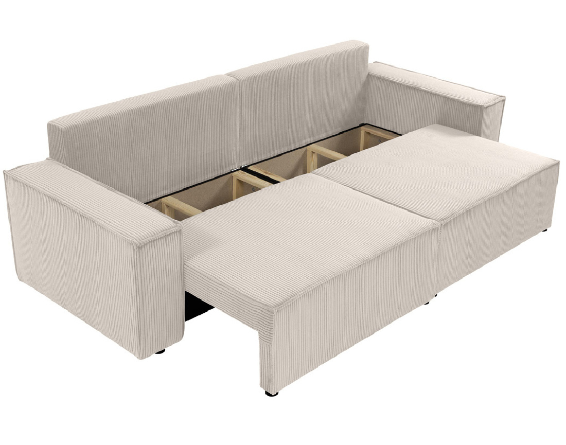 Canapé droit 3 places convertible avec coffre en velours côtelé Cezanne
