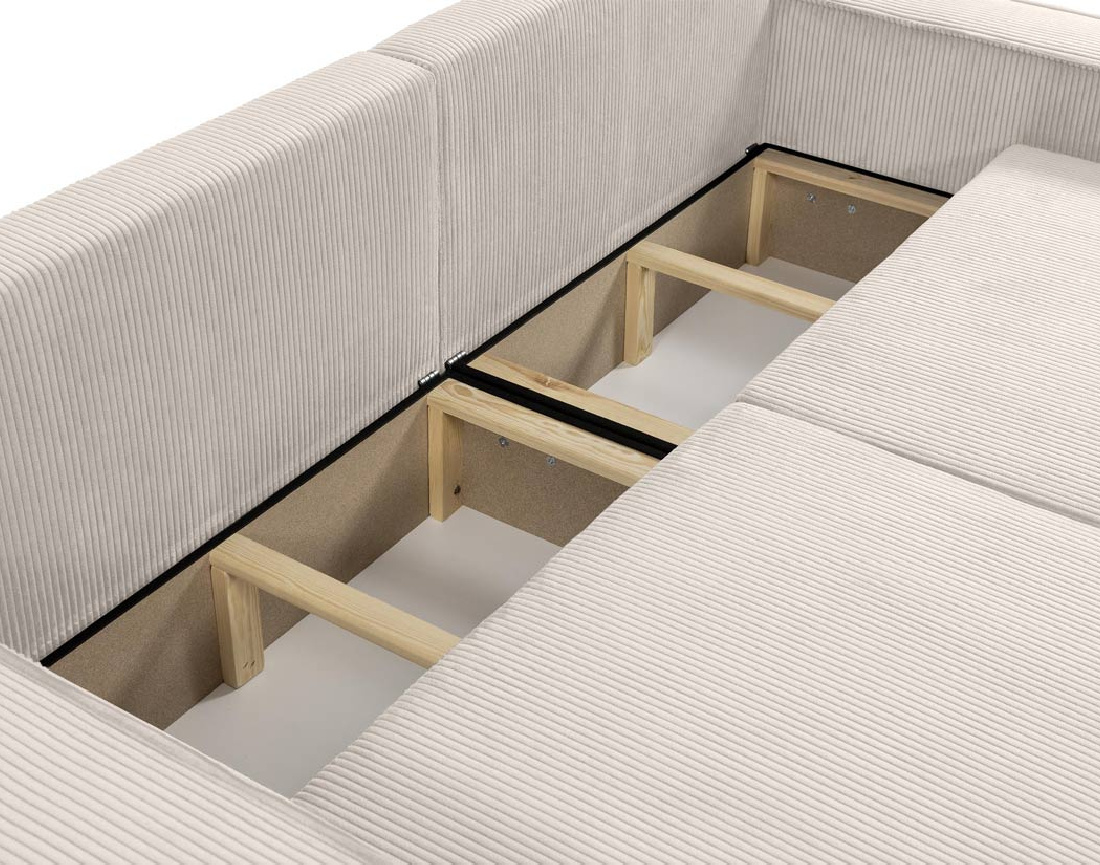 Canapé droit 3 places convertible avec coffre en velours côtelé Cezanne