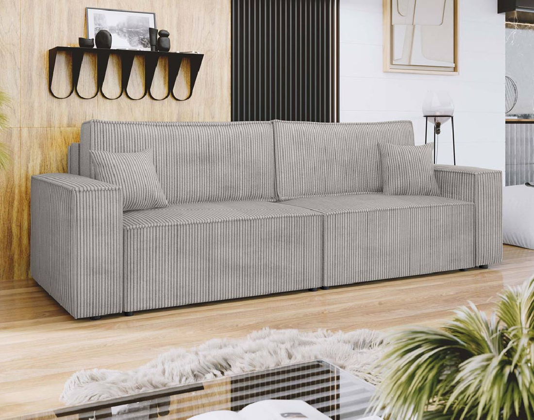 Canapé droit 3 places convertible avec coffre en velours côtelé Cezanne