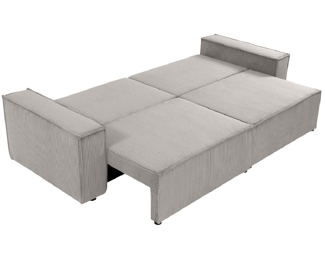 Canapé droit 3 places convertible avec coffre en velours côtelé Cezanne