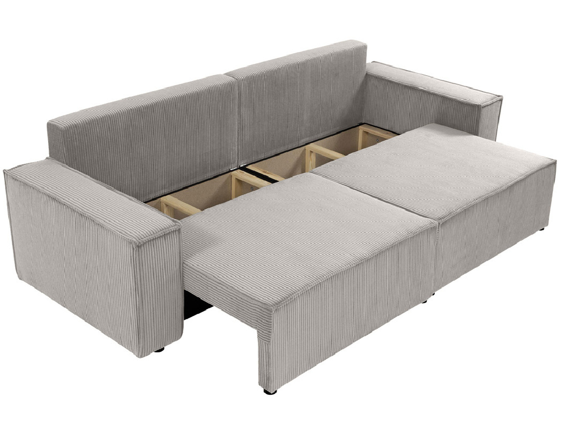 Canapé droit 3 places convertible avec coffre en velours côtelé Cezanne
