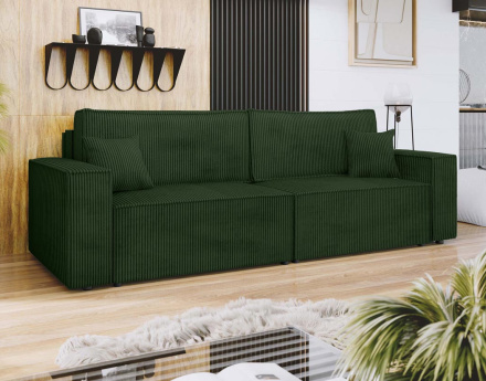 Canapé droit 3 places convertible avec coffre en velours côtelé Cezanne