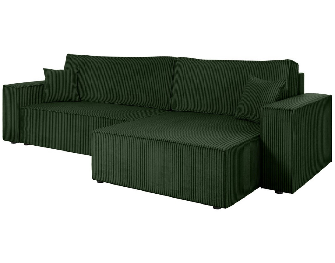 Canapé d'angle réversible 5 places convertible avec coffre en velours côtelé Cezanne