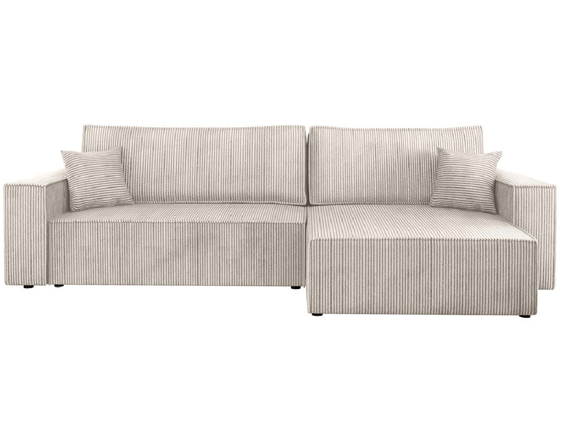 Canapé d'angle réversible 5 places convertible avec coffre en velours côtelé Cezanne