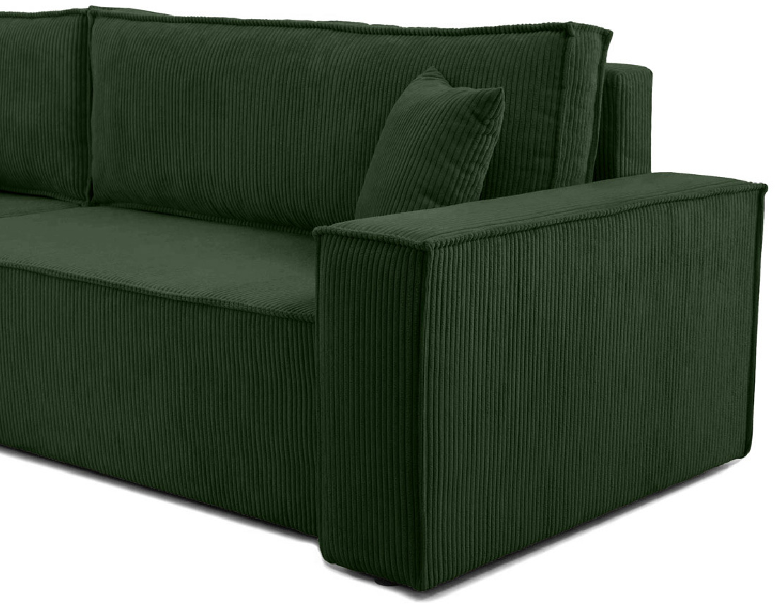 Canapé d'angle réversible 5 places convertible avec coffre en velours côtelé Cezanne