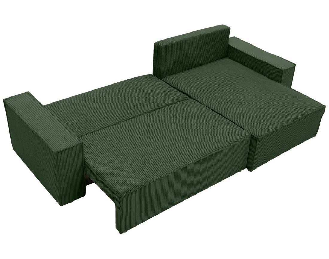 Canapé d'angle réversible 5 places convertible avec coffre en velours côtelé Cezanne