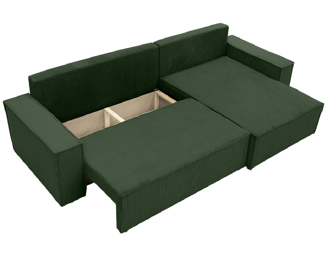 Canapé d'angle réversible 5 places convertible avec coffre en velours côtelé Cezanne
