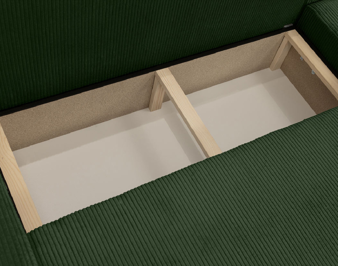 Canapé d'angle réversible 5 places convertible avec coffre en velours côtelé Cezanne