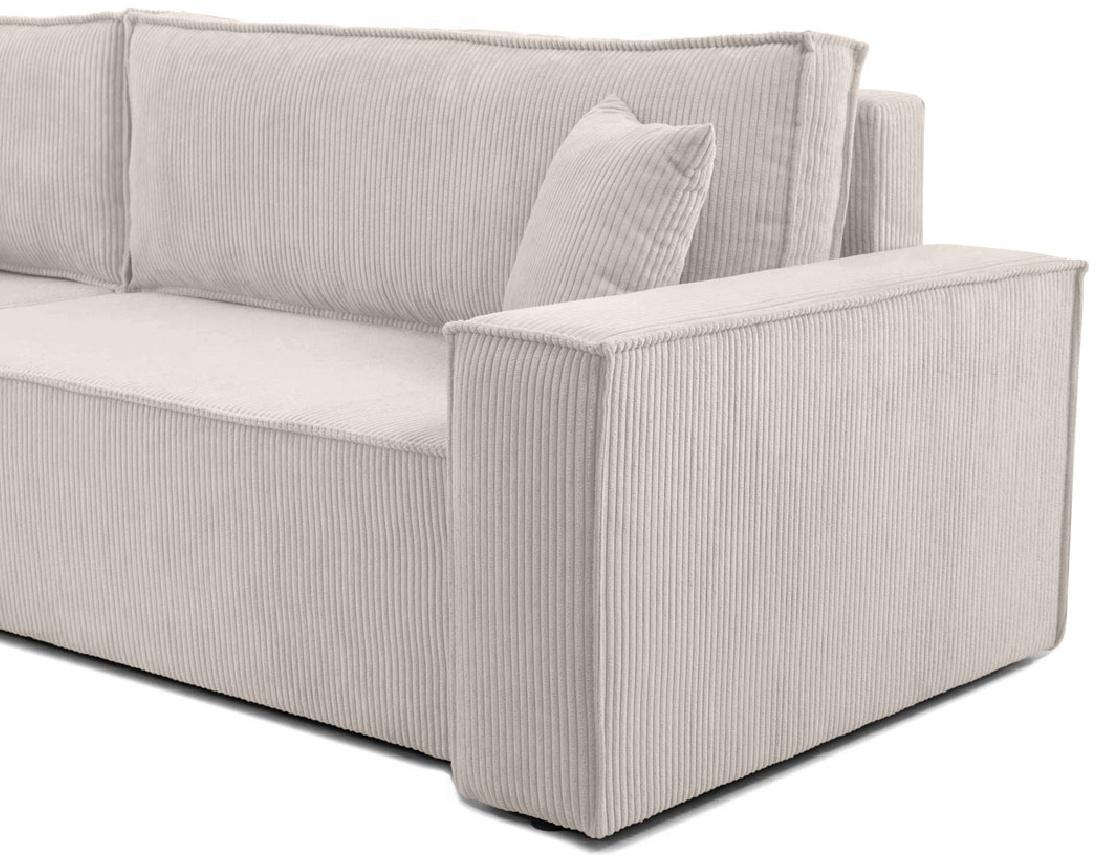 Canapé d'angle réversible 5 places convertible avec coffre en velours côtelé Cezanne