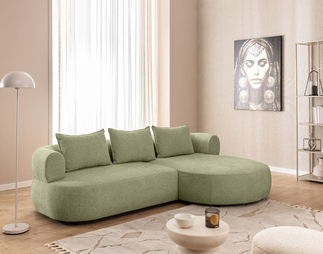 Angela - canapé d'angle droit 4 places en velours texturé