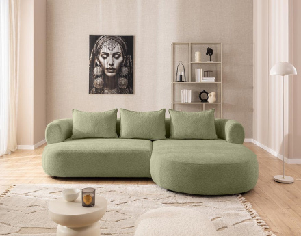 Angela - canapé d'angle droit 4 places en velours texturé