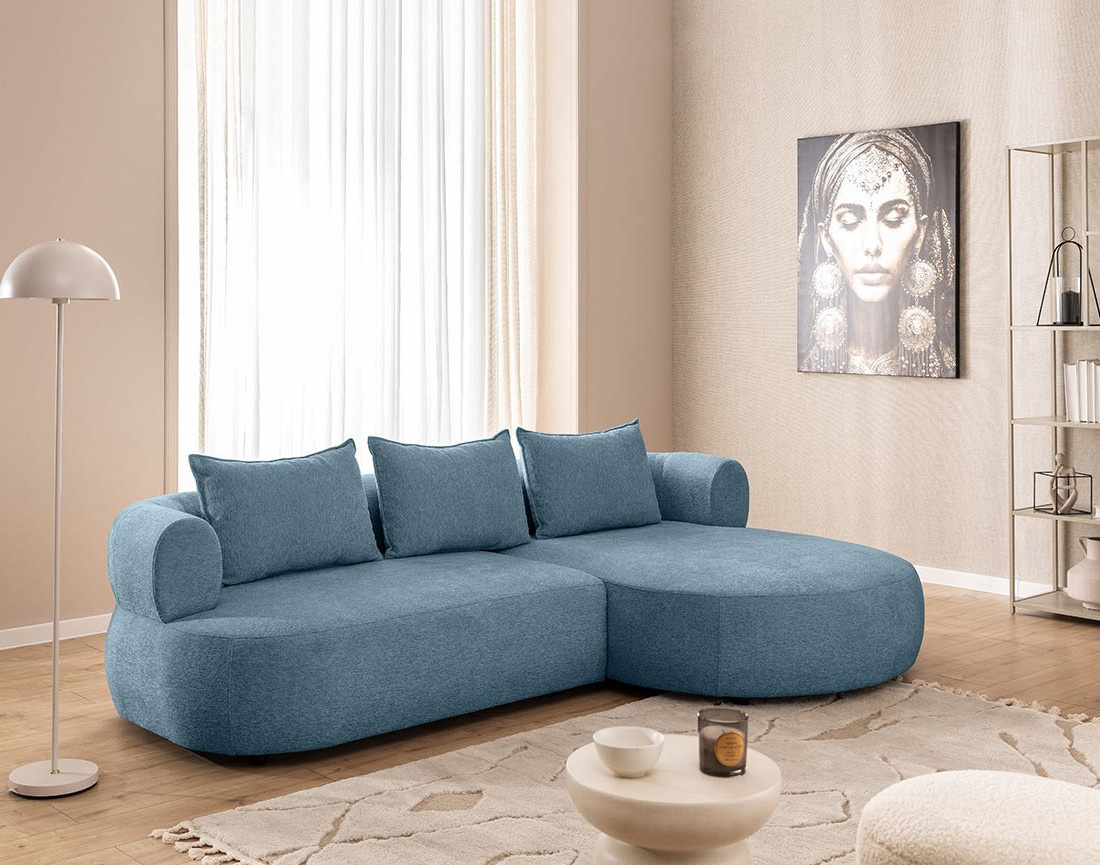 Angela - canapé d'angle droit 4 places en velours texturé