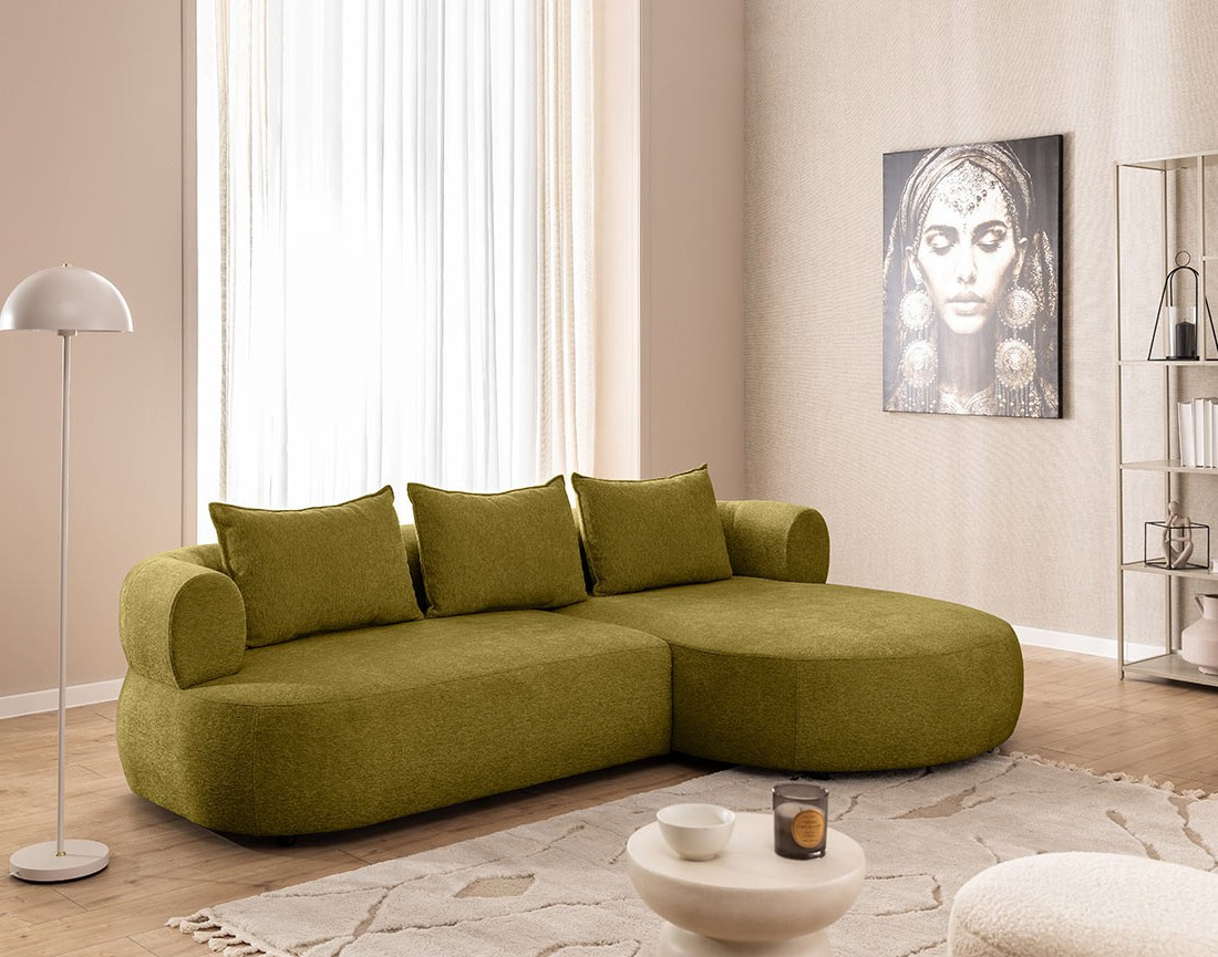 Angela - canapé d'angle droit 4 places en velours texturé