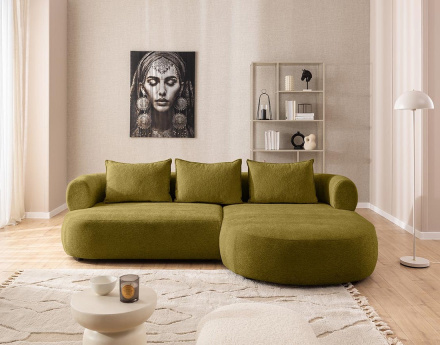 Angela - canapé d'angle droit 4 places en velours texturé