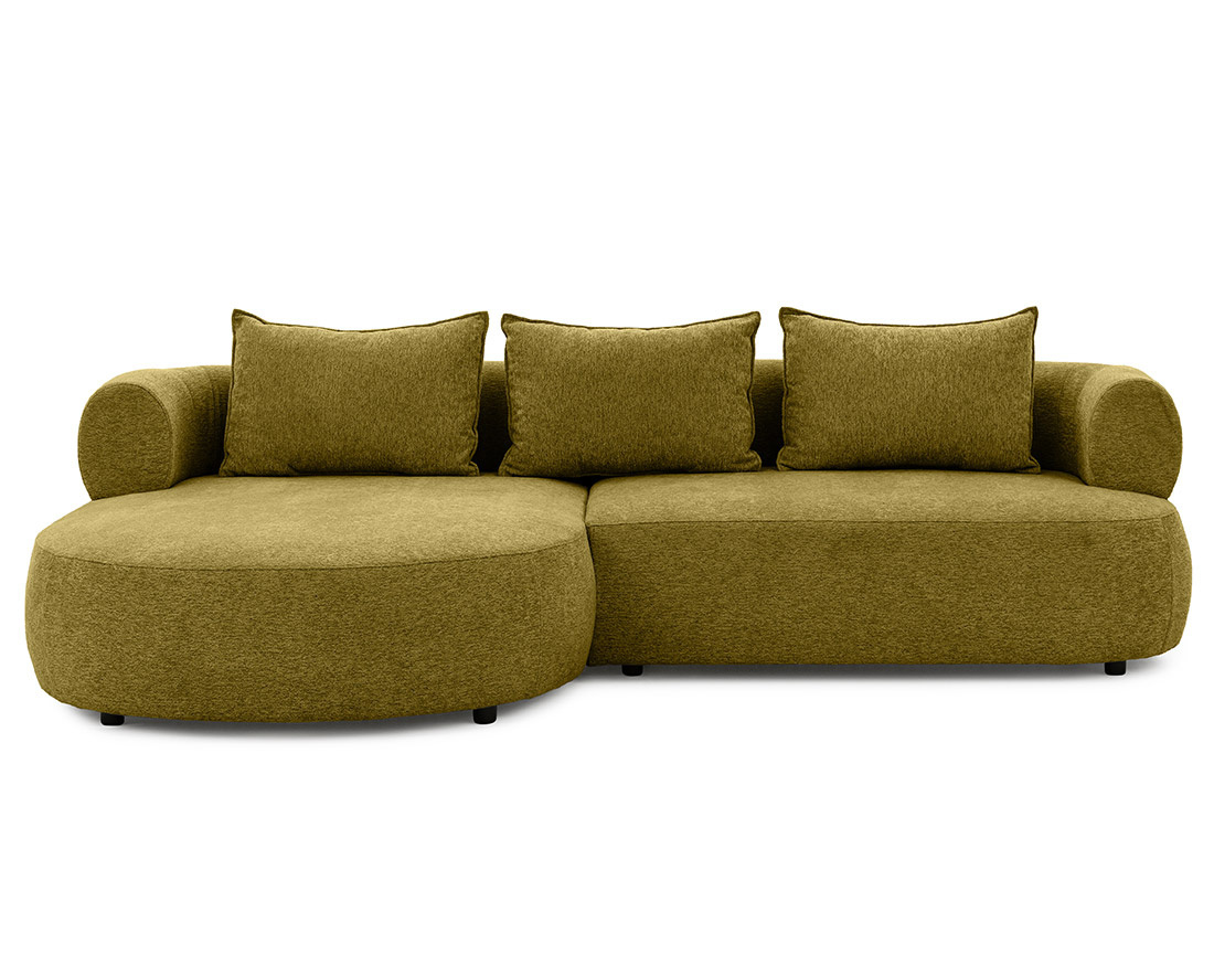 Canapé d'angle gauche 4 places en velours texturé Angela