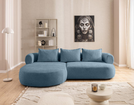 Canapé d'angle gauche 4 places en velours texturé Angela