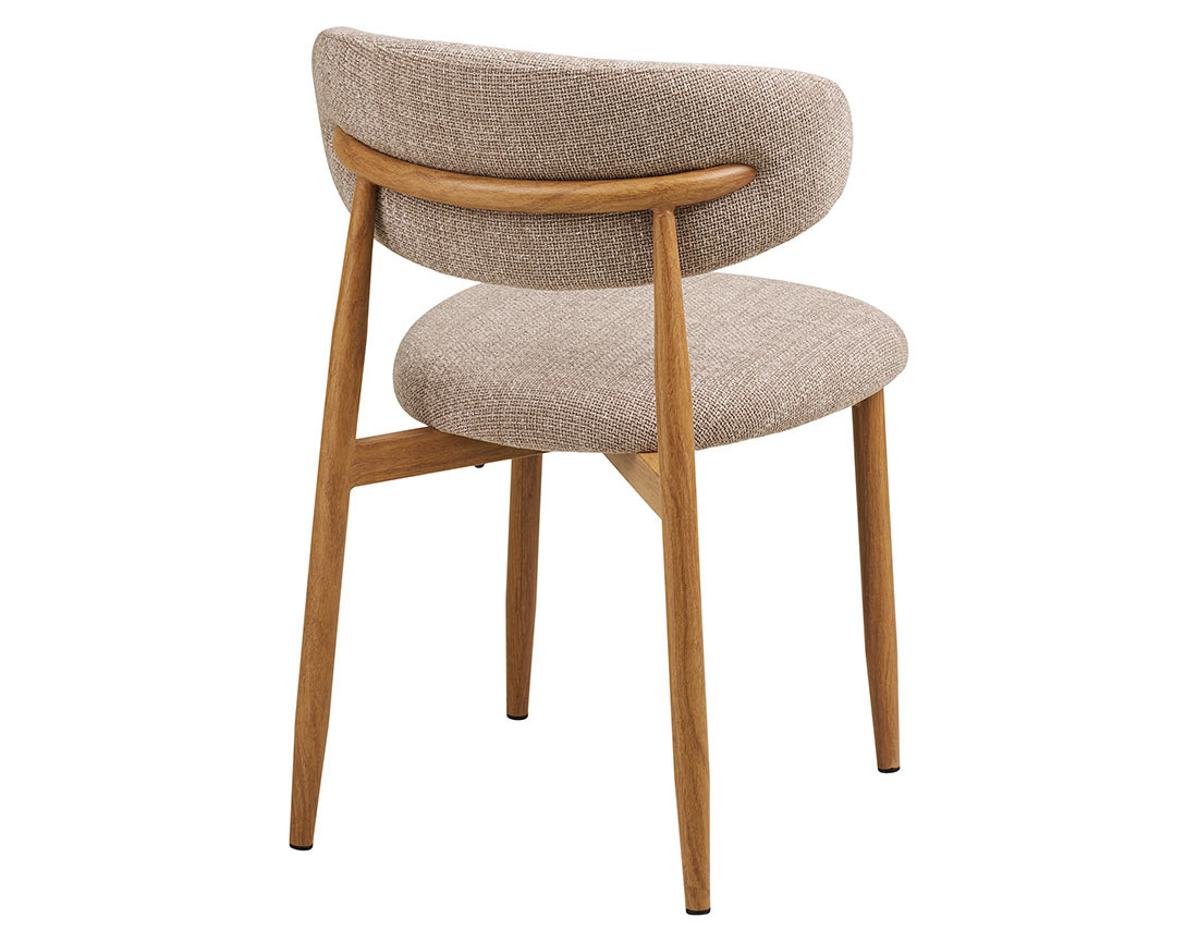 Lot de 2 chaises en tissu texturé pieds en acier effet bois Eddie