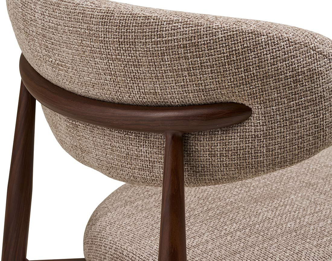 Lot de 2 chaises en tissu texturé pieds en acier effet bois Eddie