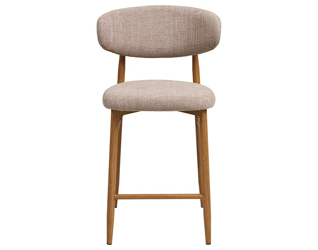 Lot de 2 tabourets en tissu texturé pieds en acier effet bois Eddie