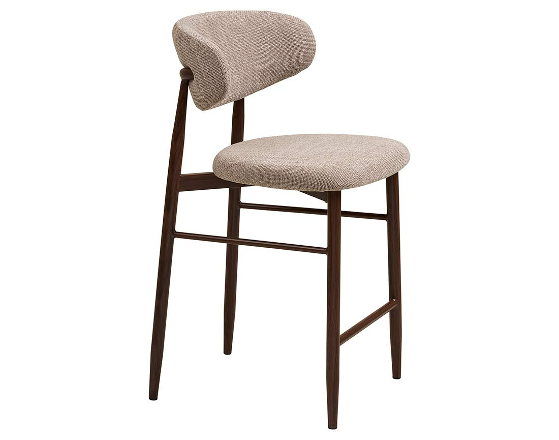 Lot de 2 tabourets en tissu texturé pieds en acier effet bois Eddie