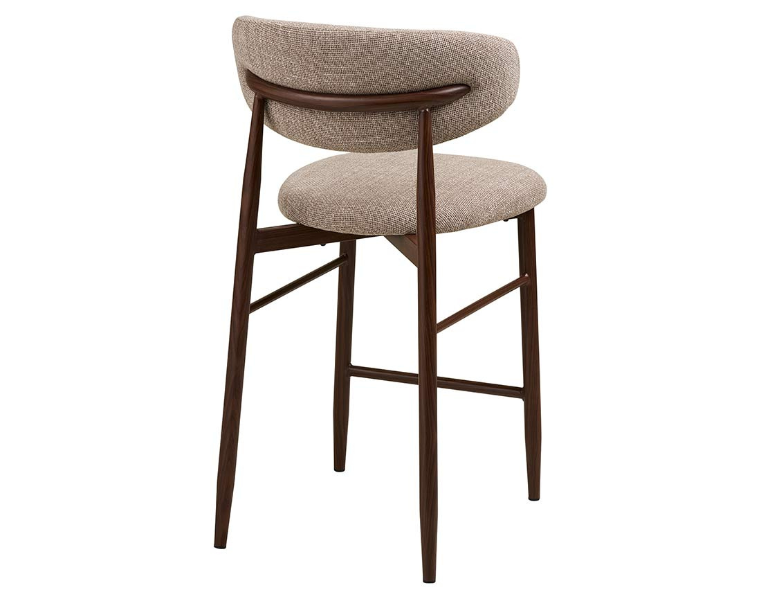 Lot de 2 tabourets en tissu texturé pieds en acier effet bois Eddie