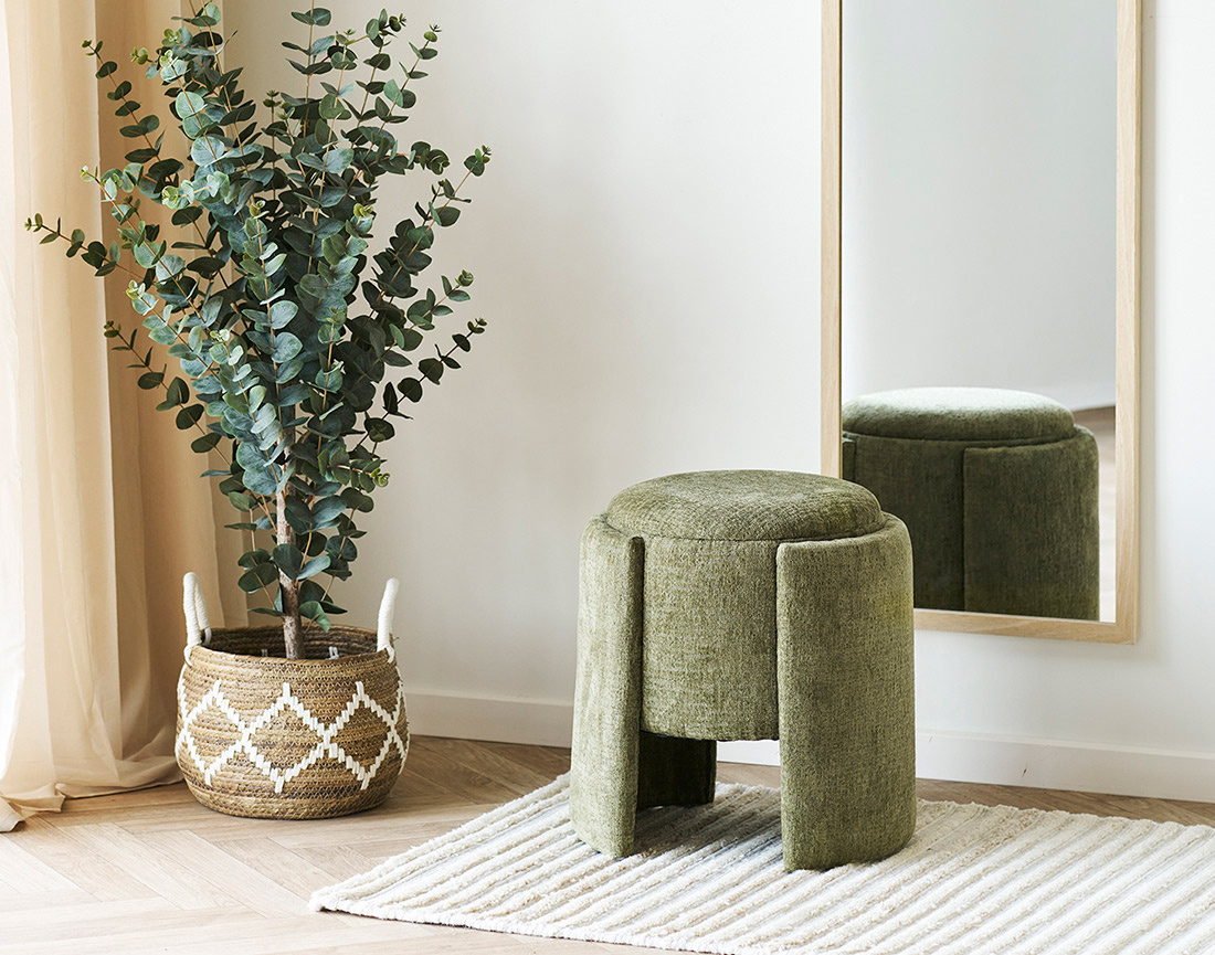 Pouf avec rangement en velours texturé Joe