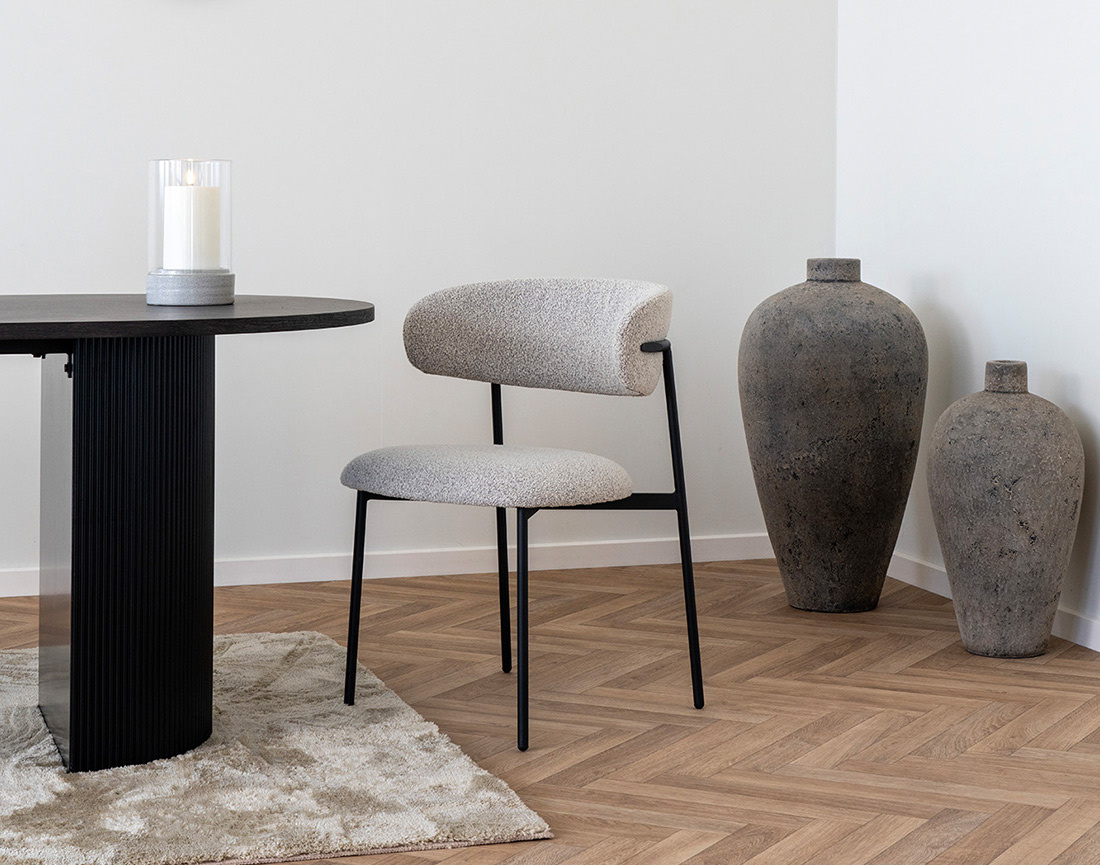 Lot de 2 chaises en tissu bouclette pieds en acier Erica