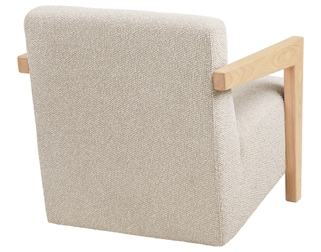 Fauteuil en tissu texturé accoudoirs en chêne massif FSC® 100% Lola