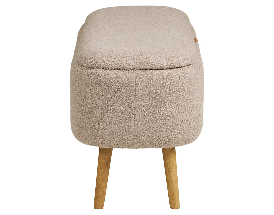 Pouf avec rangements en FSC® 100% en tissu bouclette Karen