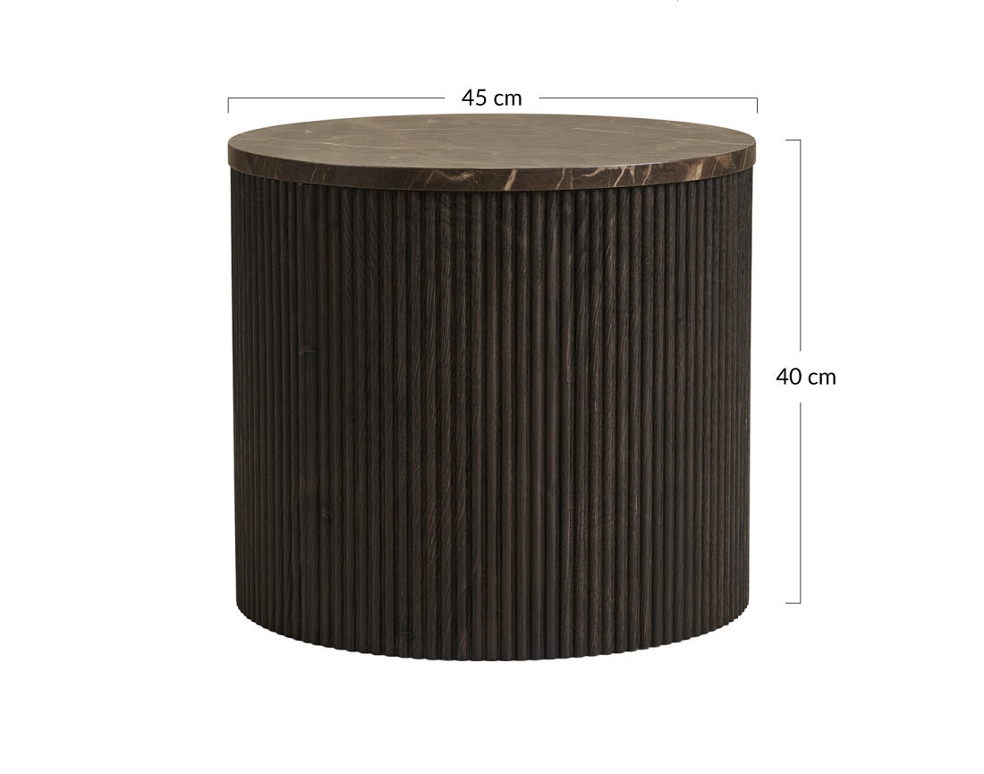 Bout de canapé plateau effet marbre et pieds en tasseaux de bois en FSC® 100% 40 cm Finn