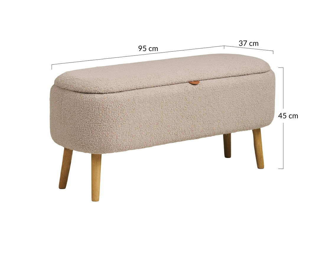 Pouf avec rangements en FSC® 100% en tissu bouclette Karen