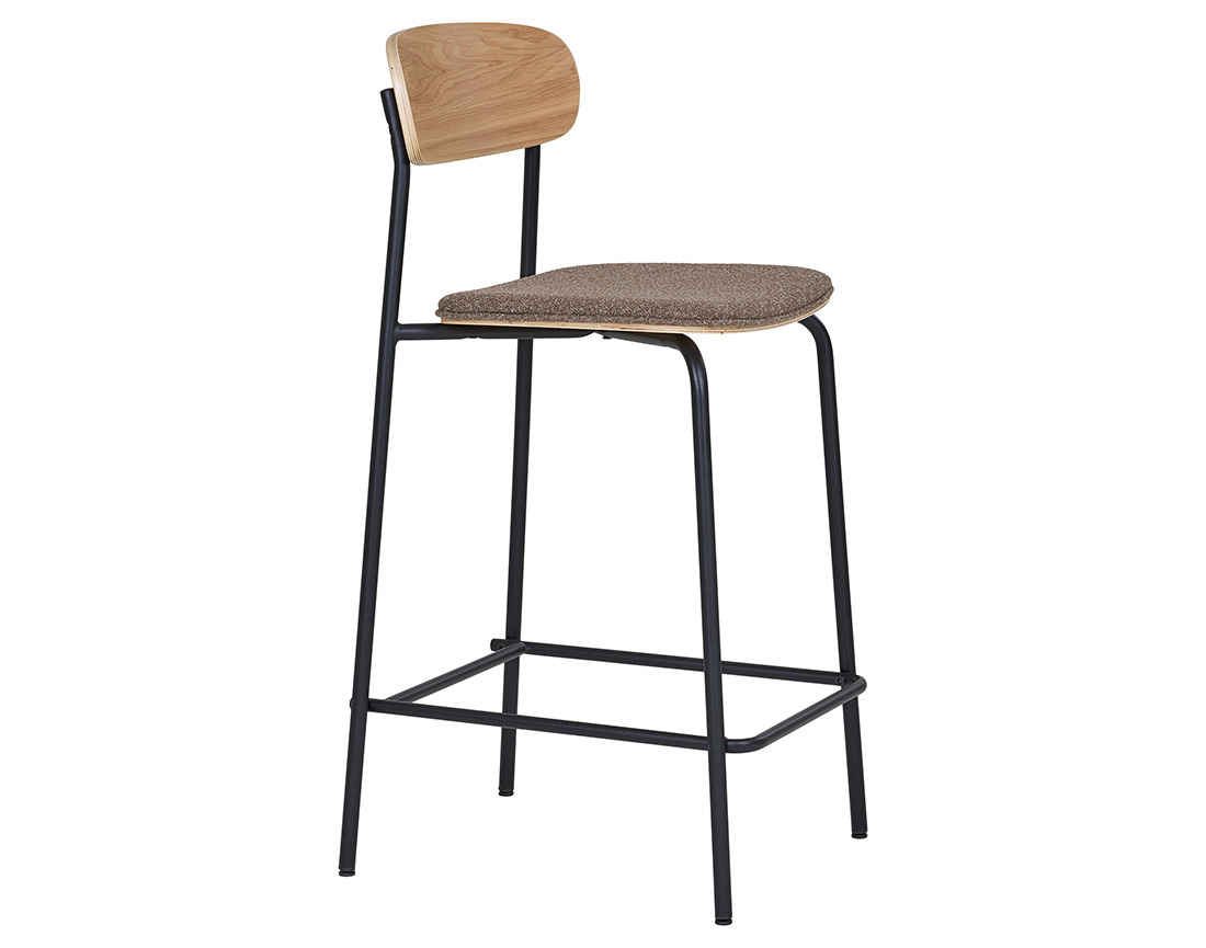 Lot de 2 tabourets en bois de frêne pieds en acier Zoe