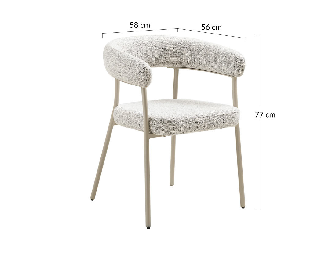 Lot de 2 chaises FSC® 100% en tissu texturé pieds en acier Sadie