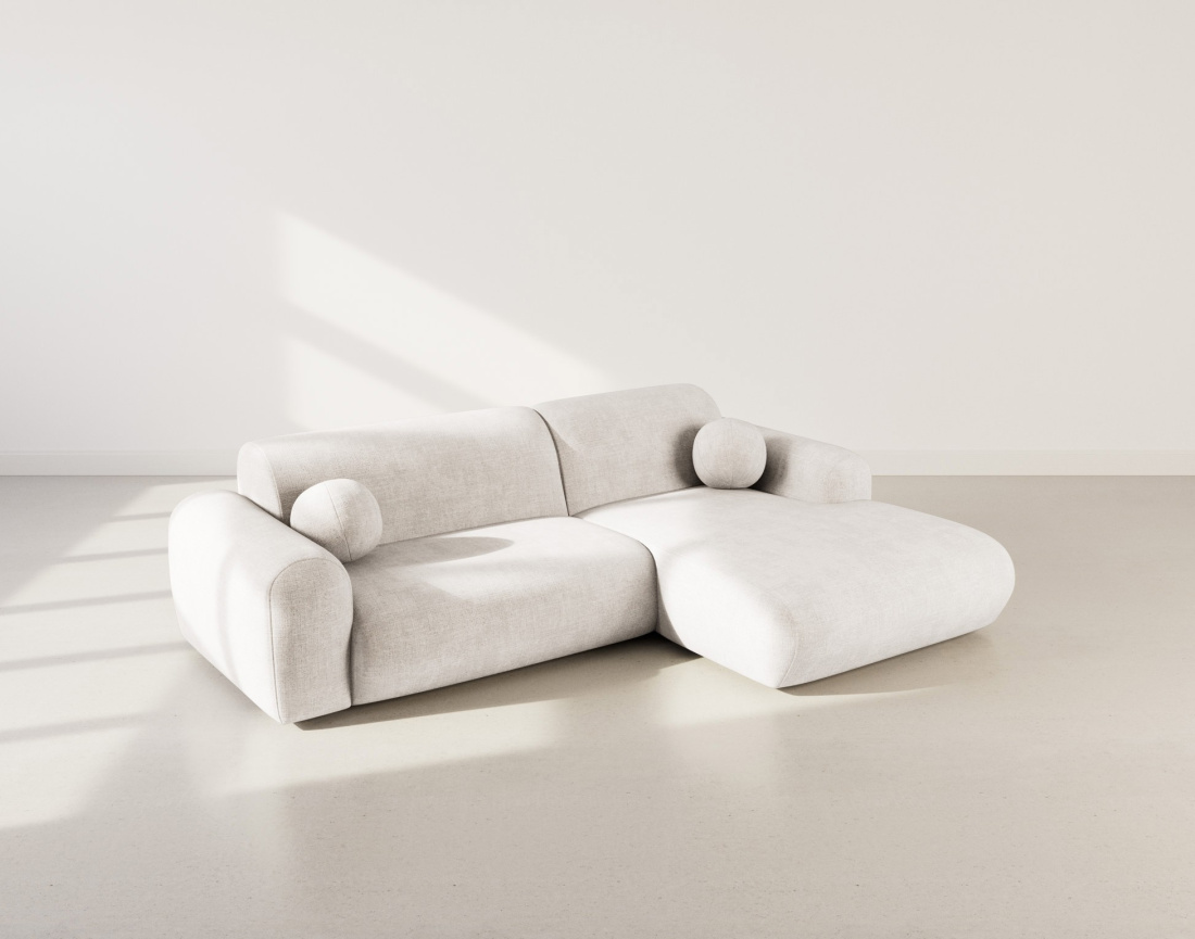 Canapé d'angle droit 4 places en velours texturé Louise