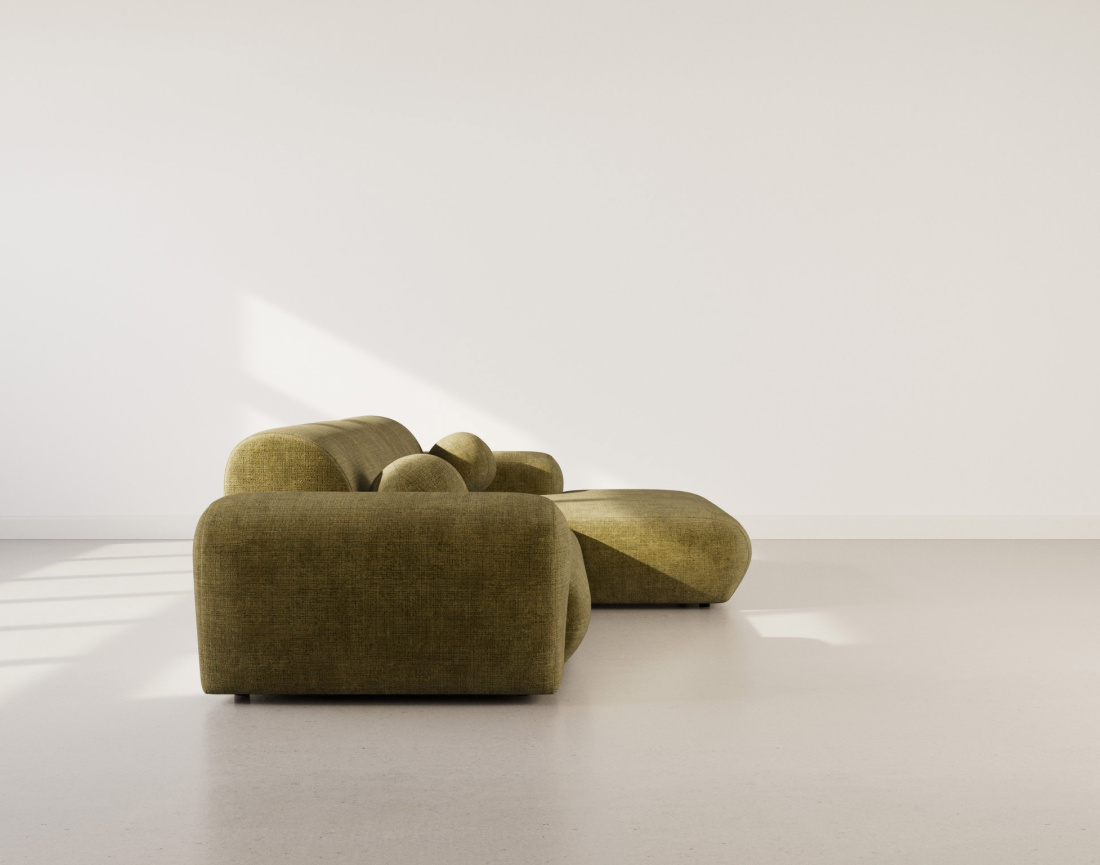 Canapé d'angle droit 4 places en velours texturé Louise