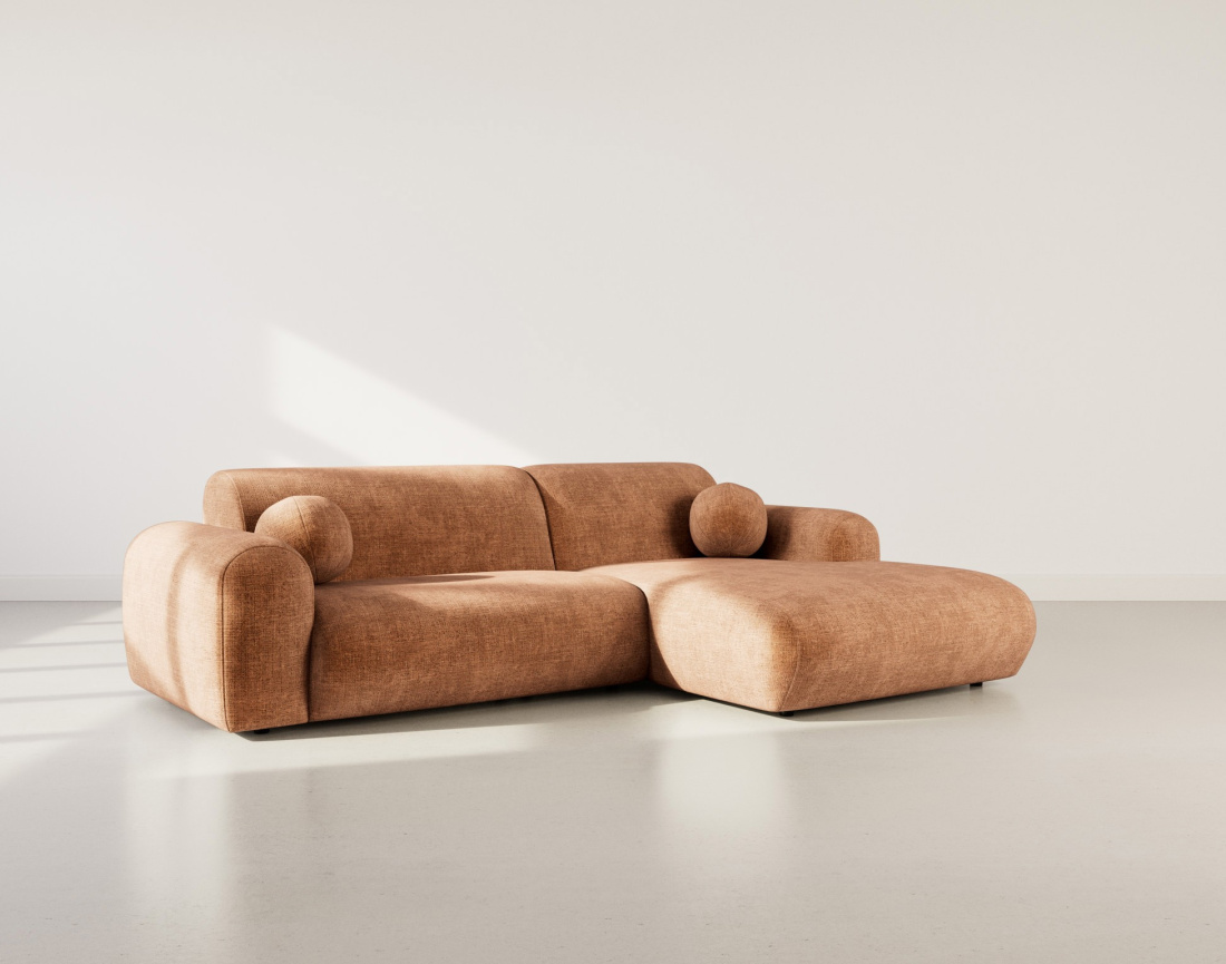 Canapé d'angle droit 4 places en velours texturé Louise