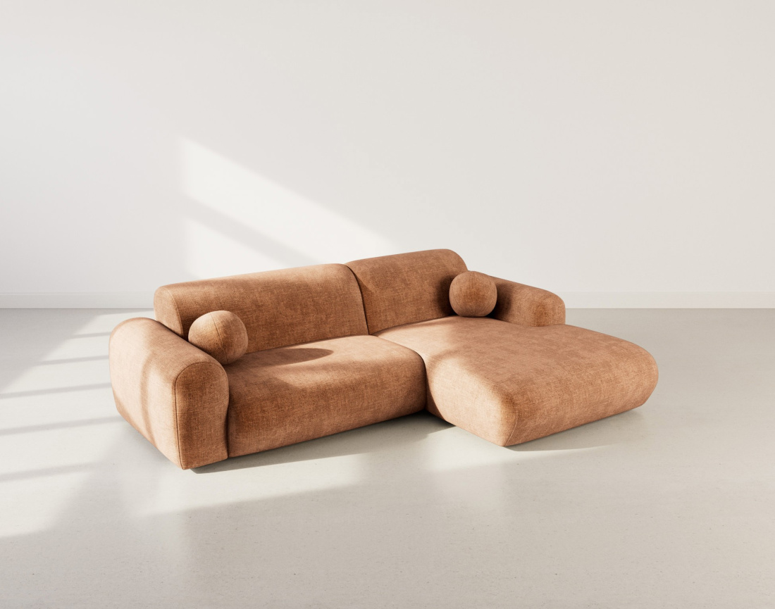 Canapé d'angle droit 4 places en velours texturé Louise