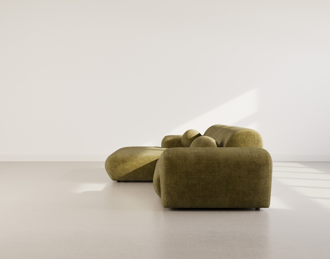 Canapé d'angle gauche 4 places en velours texturé Louise