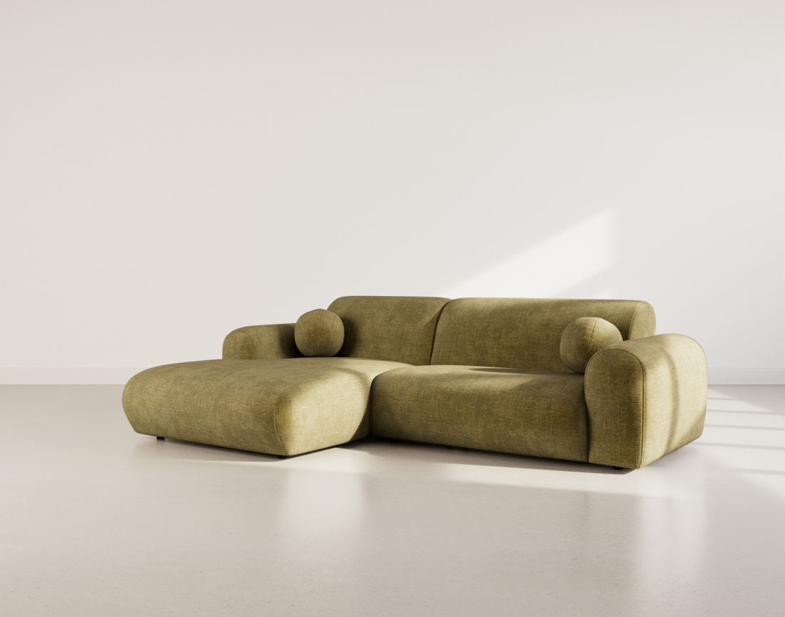 Canapé d'angle gauche 4 places en velours texturé Louise