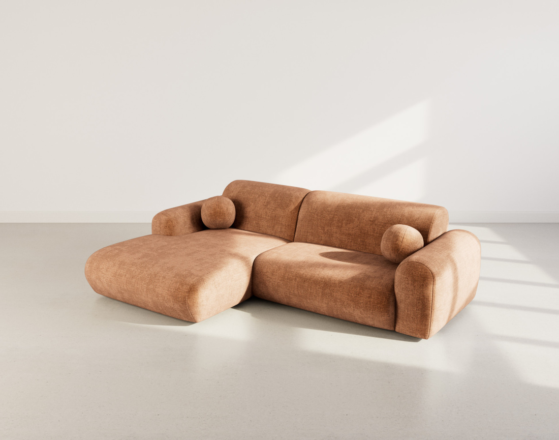 Canapé d'angle gauche 4 places en velours texturé Louise