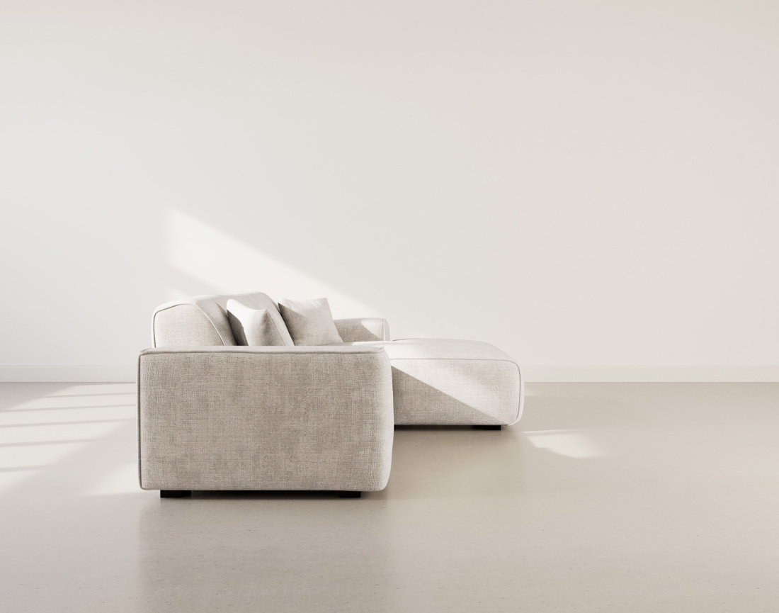 Canapé d'angle droit 4 places en velours texturé Lison