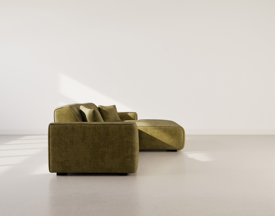 Canapé d'angle droit 4 places en velours texturé Lison