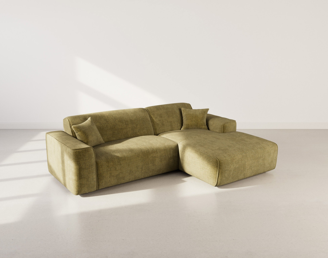 Canapé d'angle droit 4 places en velours texturé Lison