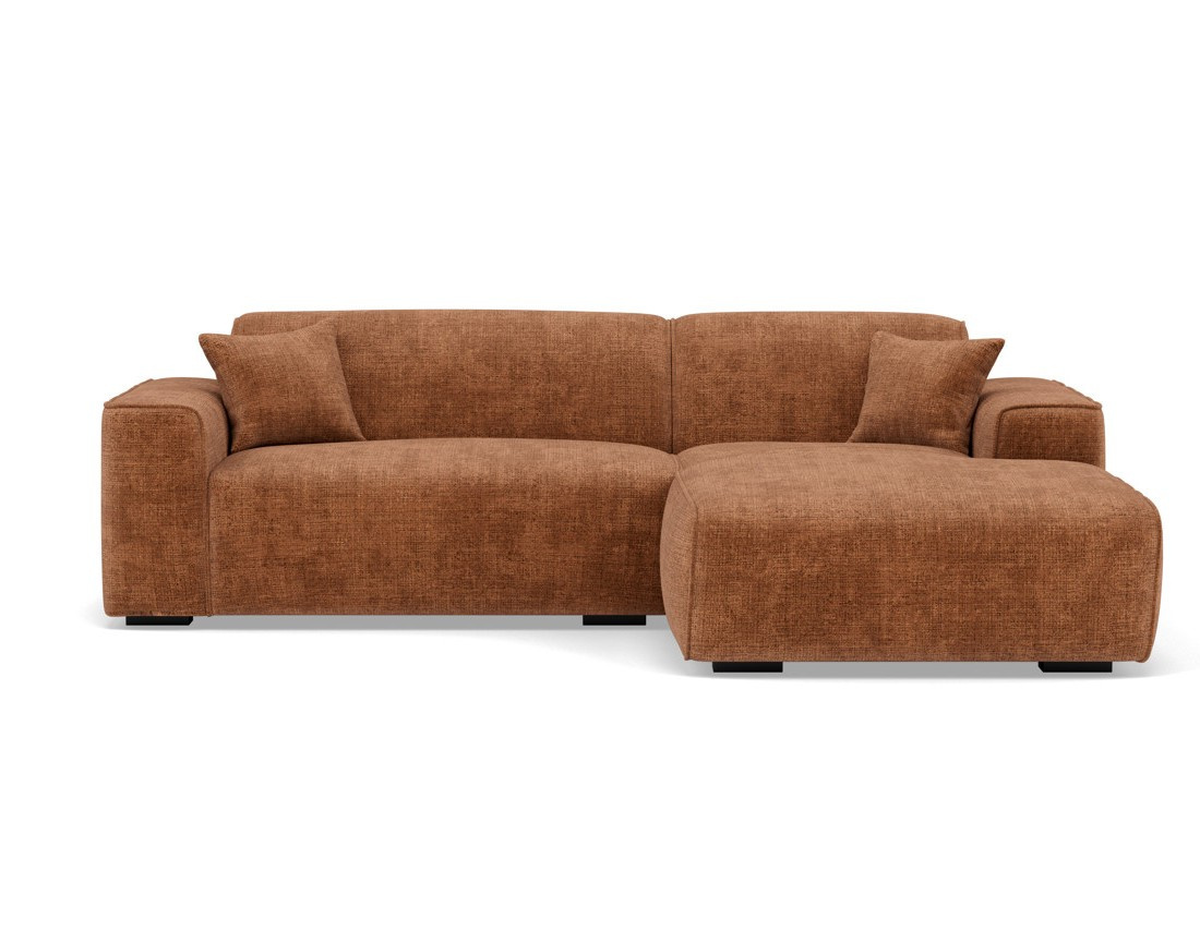 Canapé d'angle droit 4 places en velours texturé Lison